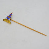 Victorian 9ct Yellow Gold & Enamel Set Sailing Yacht Flag Stick Pin Antique