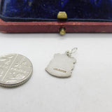 Sterling Silver and Enamel Travel Shield Folkestone Charm Pendant Vintage c1970