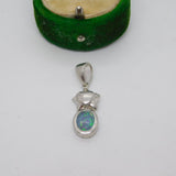 Sterling Silver Star Over Opal Drop Charm Pendant Vintage c1970