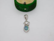 Sterling Silver Star Over Opal Drop Charm Pendant Vintage c1970