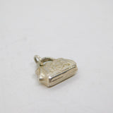 Sterling Silver Patterned Handbag Or Purse Charm Pendant Vintage c1970