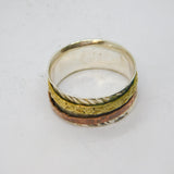 Sterling Silver Brass & Copper Spinning Bands Ring Vintage c2000 Size T 1/2
