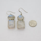 Pair of Sterling Silver Mexican Chunky 4 Moonstone Drop Earrings Vintage c1990