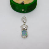 Sterling Silver Doublet Opal Star Drop Charm Pendant Vintage c1970