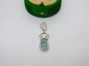 Sterling Silver Doublet Opal Star Drop Charm Pendant Vintage c1970
