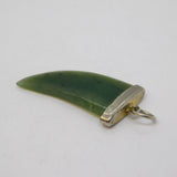 Sterling Silver Mounted Nephrite Jade Claw Form Pendant Vintage c1970