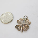 Sterling Silver Lucky Shamrock Charm Pendant Vintage c1970