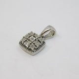 Sterling Silver 9 Stone Diamond Set Cushion Pendant Vintage c1970