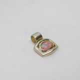 Sterling Silver Opal Set Modernist Charm Pendant Vintage c1970