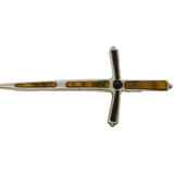 Carrick Jewellery Scottish Sterling Silver, Tiger's Eye & Onyx Dirk Brooch