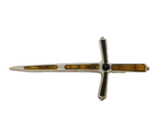 Carrick Jewellery Scottish Sterling Silver, Tiger's Eye & Onyx Dirk Brooch