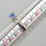 Sterling Silver 3 Stone Tanzanite & Diamond Dress Ring Vintage c1970 Size O 1/2