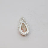 Sterling Silver Marbled Jasper & White Sapphire Drop Pendant Vintage c1970