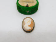 Sterling Silver Mounted Carved Shell Cameo Brooch Pin Antique c1920 Art Deco