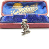 Sterling Silver Old Fashioned Skier Charm Pendant Vintage c1970