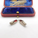 Sterling Silver and Red Enamel Dutch Clogs Charm Pendant Vintage c1970