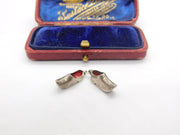 Sterling Silver and Red Enamel Dutch Clogs Charm Pendant Vintage c1970