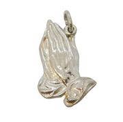 Sterling Silver Praying Hands Charm Pendant Vintage c1970s