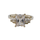 Sterling Silver Graduated Emerald Cut Spinel Ring Vintage c1970 Size Q UK