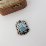 Sterling Silver Enamel Rare Uganda Travel Shield Charm Pendant Vintage c1970