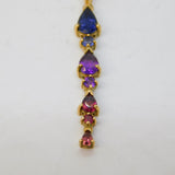 9ct Yellow Gold, Multi-Colour Stone Set Drop Pendant Vintage c1980