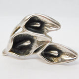 Sterling Silver Large Floral Statement Spray Ring Vintage c1990