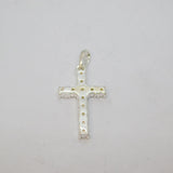 Sterling Silver 5 Diamond Set Illusion Cross Charm Pendant Modern c1990s