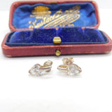 Pair of Sterling Silver Heart Cut Diamond Paste Stud Earrings Vintage c1970
