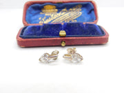 Pair of Sterling Silver Heart Cut Diamond Paste Stud Earrings Vintage c1970