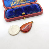 Sterling Silver Pressed Amber Drop Charm Pendant Vintage c1970