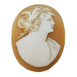 Victorian Carved Shell Female in Profile Cameo Antique c1880