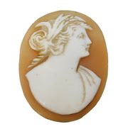 Victorian Carved Shell Female in Profile Cameo Antique c1880