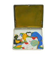 Art Deco Sterling Silver & Enamel Japanese Erotic Scene Cigarette Case Antique