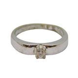 Sterling Silver White Topaz Solitaire Band Ring Vintage c1970 Size K