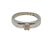 Sterling Silver White Topaz Solitaire Band Ring Vintage c1970 Size K