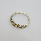Sterling Silver CZ Wavy Pattern Dress Band Ring Modern c2000 Size M