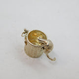 Sterling Silver Cat In Dustbin Charm Pendant Vintage c1970s