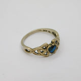 Sterling Silver Caithness Blue Glass Celtic Style Ring Vintage c1970 Size P 1/2