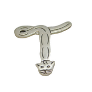 Sterling Silver Modernist Cat Design Initial T Brooch Vintage c1970