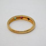 Sterling Silver Gilt, Ruby, Sapphire, Emerald Set Dress Ring Vintage c2000s