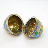 Chinese Export Sterling Silver & Enamel Egg Form Trinket Pendant Vintage