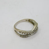 Sterling Silver White Topaz Crossover Band Dress Ring Vintage c1990 Size O