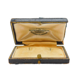 Victorian Blue Tooled Leather Jewellery Stud Box Goldsmiths Antique AF