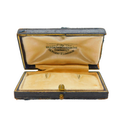 Victorian Blue Tooled Leather Jewellery Stud Box Goldsmiths Antique AF