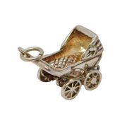 Sterling Silver Baby in the Pram Charm Pendant Vintage c1970
