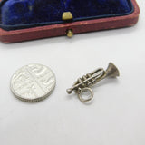Sterling Silver Musical Trumpet Charm Pendant Vintage c1970