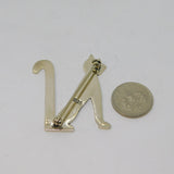 Sterling Silver Modernist Cat Design Initial N Brooch Vintage c1970