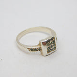 Sterling Silver Blue Topaz Square Front Dress Ring Vintage c1990 Size P 1/2