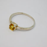 Sterling Silver Citrine Solitaire Dress Ring Vintage c1970 Size N 1/2