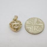 Sterling Silver Patterned Cutwork Puff Heart Charm Pendant Vintage c1970